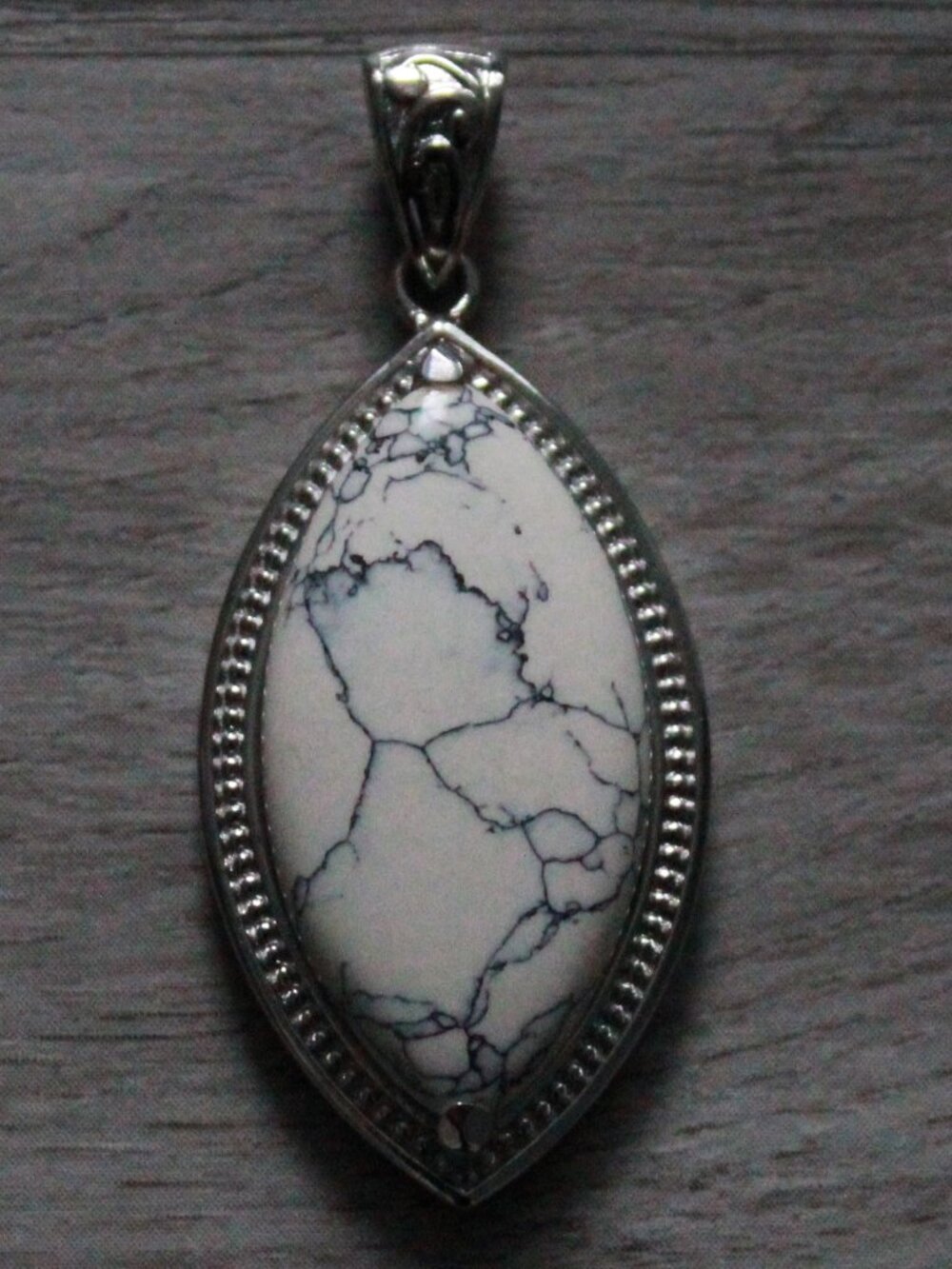 Unknown Brand Howlite & Stainless Steel Pendant